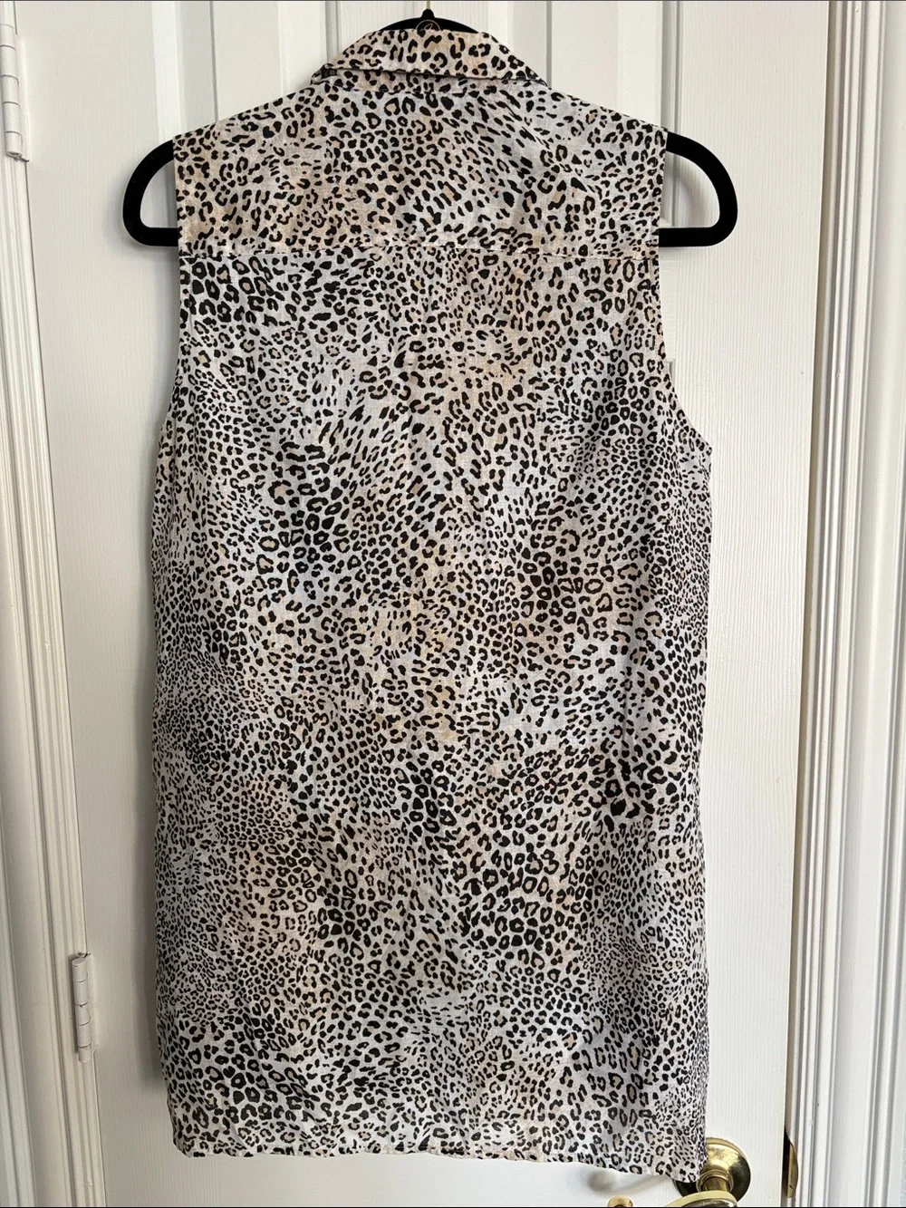 Chico's Sleeveless Leopard-Print Button Front Top - Beige & Black